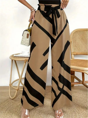 Pantalon Décontracté Femme à Imprimé Large - Élégance et Confort