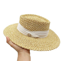 Chapeau en paille d'été à bord plat pour femme