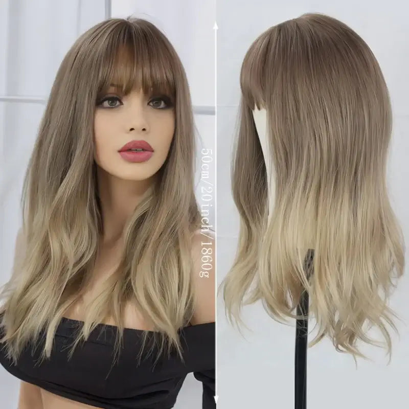 Stylish Femme Perruque Longue Multifonctionnelle – Texture Ondulée et Volume