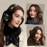 Cache-Oreilles Chaud Hiver Femme Motif Carreaux Fourrure Polyester Mode
