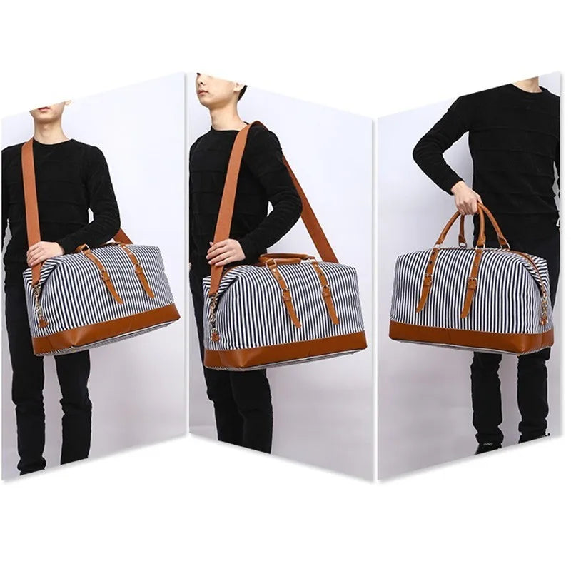 XL striped canvas travel bag - The Ideal Travel Companion