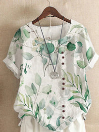 Blouse Blanche Été Rétro en Coton et Chanvre