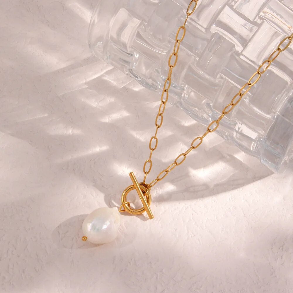 Collier avec pendentif Perles d'Eau Douce Élégant