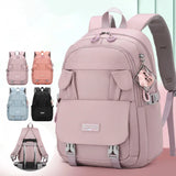 Black Large Nylon Multifunction School Backpack with Zipper Closure