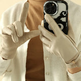 Gants Femme Hiver Simili Daim Élégant Tactile Style Affaires Boucle Métal