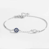 Bracelet en Argent Sterling avec Charms Hamsa et Œil Protecteur