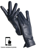 Gants Cuir Véritable Femme Hiver Fins Toucher Écran Doublure Velours Court