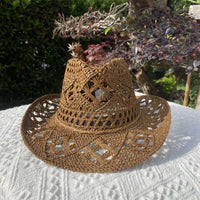 Chapeau Vintage en Paille Ajouré pour Femme - Style Harajuku avec Large Bord