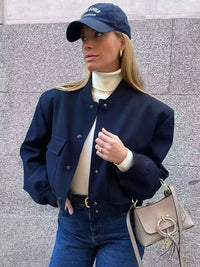 Veste Bomber Femme avec Poches Chic