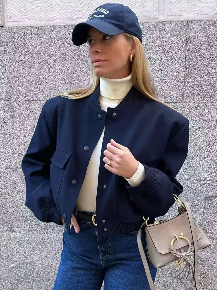 Veste Bomber Femme avec Poches Chic