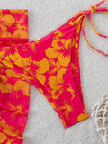 Ensemble maillot de bain et paréo femme, motif floral coloré, prêt pour l'été