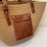 Sac d'Épaule Grand Format Tendance en Tissu Tressé