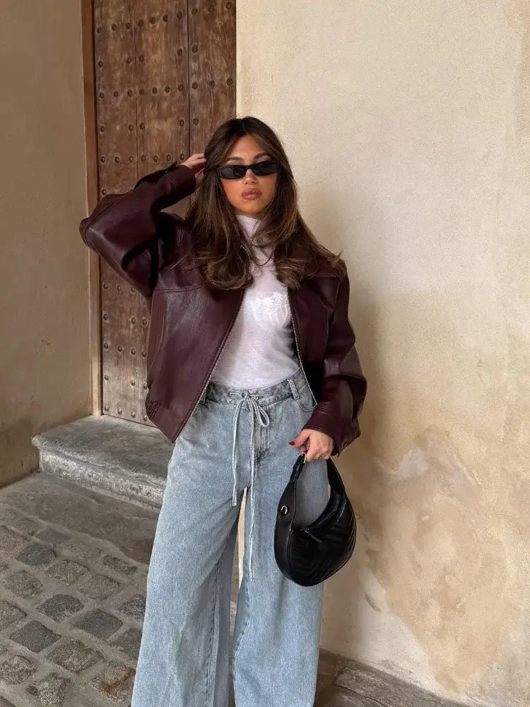 Veste en cuir PU élégante pour femmes