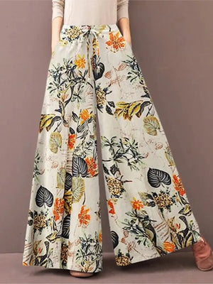 Pantalon Large Décontracté Femme avec Poches - Élégance au Style Rétro