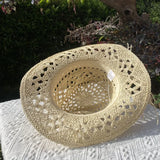 Chapeau Vintage en Paille Ajouré pour Femme - Style Harajuku avec Large Bord