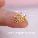 Boucle d'oreille clip géométrique étoile feuille avec cristal synthétique