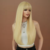 Perruque Longue Blonde Synthétique Densité 150 Pour Femme Cosplay
