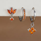 Boucles d'oreilles pendantes zircon avec motif fleur