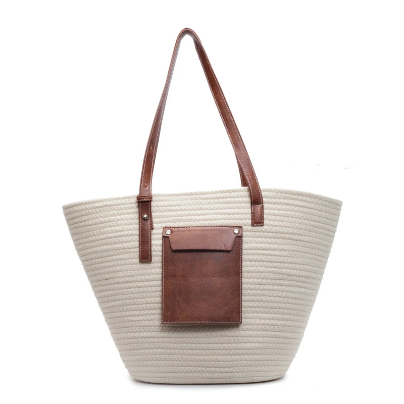 Sac d'Épaule Grand Format Tendance en Tissu Tressé