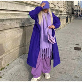 Écharpe Foulard Femme Hiver Style Classique Polyester Chaud à Franges