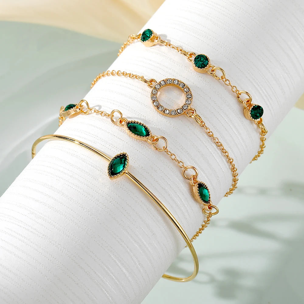 Lot de Bracelets avec pierres en cristal vert