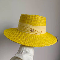 Chapeau en paille d'été à bord plat pour femme