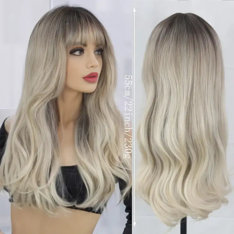 Stylish Femme Perruque Longue Multifonctionnelle – Texture Ondulée et Volume