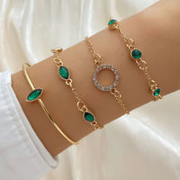 Lote de Pulseras con piedras de cristal verde