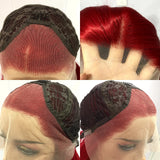 Perruque synthétique rouge ondulée avec dentelle frontale