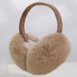 Cache-Oreilles Beige Femme Pliable Style Mode Fourrure Imitation Lapin Chaud