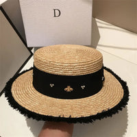 Chapeau en paille d'été à bord plat pour femme