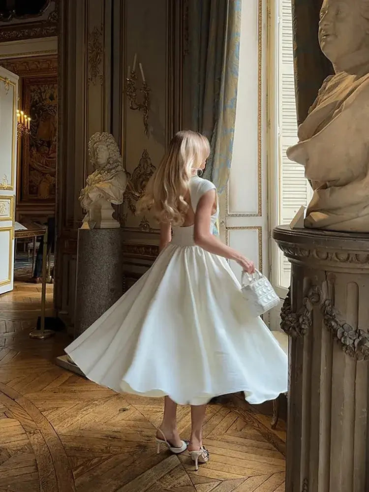 Robe de Soirée Plein Air Plissée A-ligne Grande Ourlet