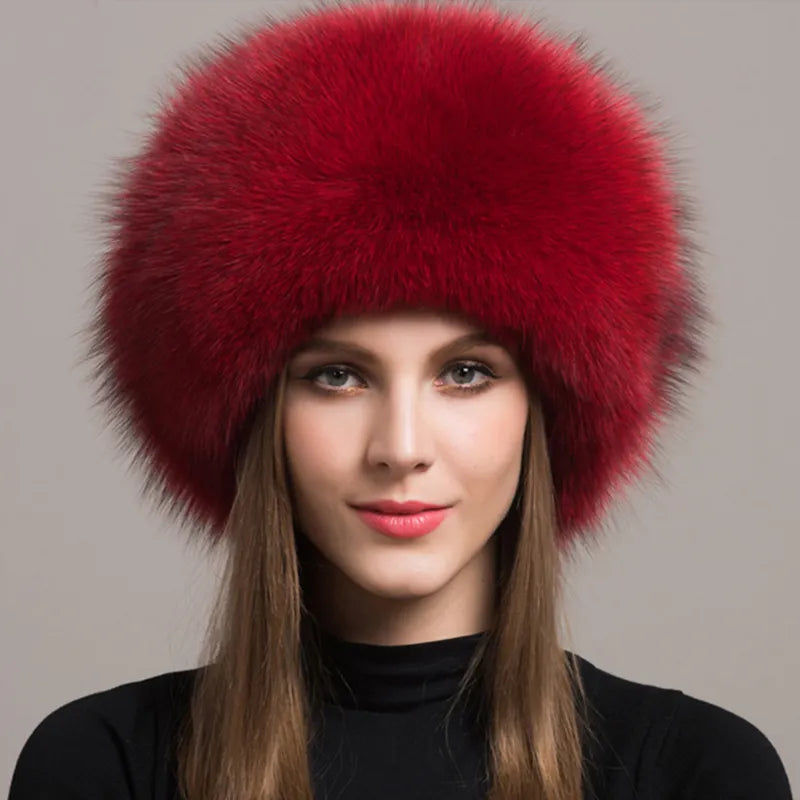 Natural fox fur hat