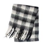 Écharpe Épaisse Hiver Femme Style Plaid Polyester Chaud à Franges Longues