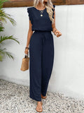 Ensemble Femme Été Haut Sans Manches Col O Pantalon Élastique