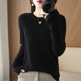 Pull Chaud à Manches Longues avec Col Rond et Motifs Rayés