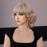 Perruque Retro Blonde Silvery Bob avec Franges
