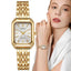 Montre Quartz Femme Dorée, Cadran Carré Chic