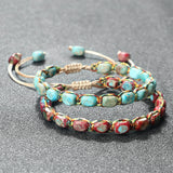 Collection de bracelets bohèmes en pierre impériale de différentes couleurs