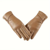 Gants Femme Style Chic en Similicuir avec Doublure Polaire et Écran Tactile