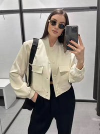 Veste Bomber Femme avec Poches Chic