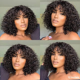 Wig BOB ondulée avec frange en cheveux humains