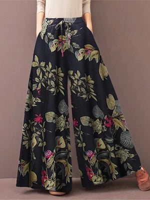 Pantalon Large Décontracté Femme avec Poches - Élégance au Style Rétro