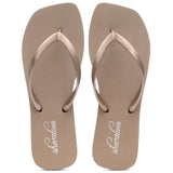 Paire de tongs couleur taupe Shevalues vue de dessus