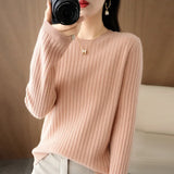 Pull Chaud à Manches Longues avec Col Rond et Motifs Rayés