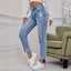 Jeans décontractés à effet déchiré pour femmes