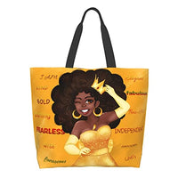 Chic canvas shopper bag with Afro motif