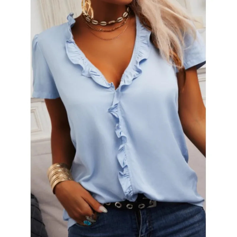 Blouse élégante en bleu clair pour femme