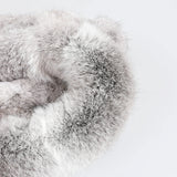 Écharpe Femme en Fourrure de Lapin Véritable Style Hiver avec Pompons Chauds