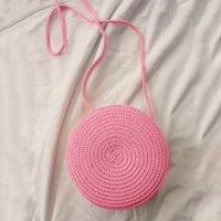 Sac d'été en paille tressée pour femmes - Sac bandoulière rond